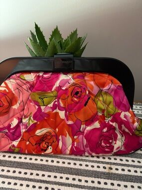 Vera Bradley Pink Orange Floral Frame Clutch